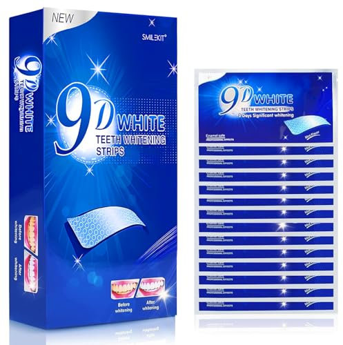 SSKHE 28 Pezzi Nastro Sbiancamento Dentale, 9D Kit di Sbiancamento dei Denti, Formula non sensibile Sbiancamento dentale, Elimina le macchie profonde