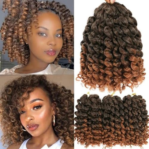 Lot de 3 paquets de cheveux bouclés au crochet 20,3 cm T violet 27 30 350 bug ombré blond synthétique Jumpy Wand cheveux bouclés 60 racines - 27 613 couleurs - 20,3 cm - 3 paquets (60 racines)