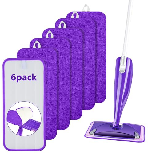 URAQT Reusable Mop Refill Pads for Flash Power mop, 6 PCS Mop Pads Microfibre Wet Dry Cleaning Mop Pad Machine Washable Up, for Wet Dry Floor Cleaning Tiles Hardwood Laminate Floor