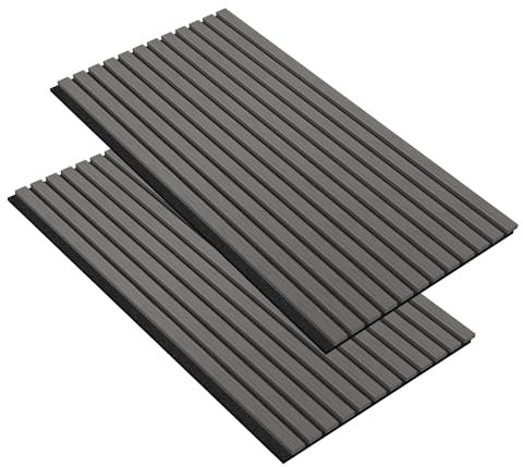 FIVMEN 2 Stück Akustikpaneele 120x60 cm Wandpaneele Holz Holzpaneele Wand Schallschutz mit Holzoptik Furnier Acoustic Panel Wandverkleidung Schallschutzplatten Lamellenwand, Schwarz
