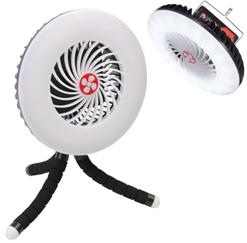 LED campinglampa med fläkt, USB-uppladdningsbar, 1200 mAh campingfläkt med ljus, camping lykta confläkt, camping lyktfläkt för bil, utomhus, camping