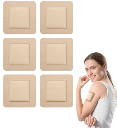 HUVZOR 6pcs cerotti da decubito, bendaggio in schiuma 5 × 5 cm, cerotti in silicone per protezione delle ferite, traspiranti e delicati sulla pelle, per ferite da leggere a moderate