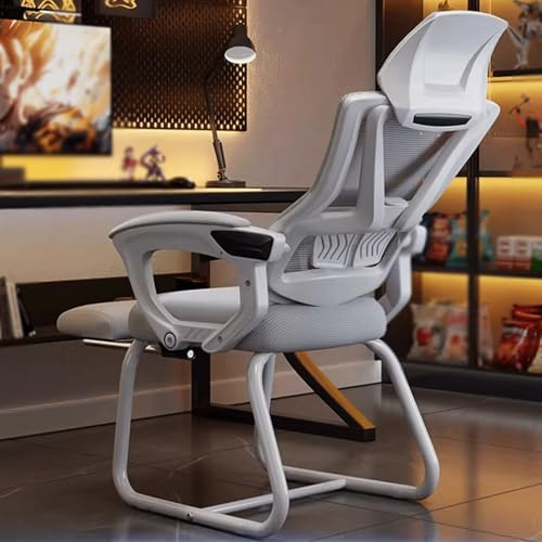 Kontorsstol, Kontorsstol med hög rygg for hemmabruk, Med nackstöd Sittdyna i latex Utdragbar fotstöd for hemmet, sovrummet, arbetsrummet Svart(White Gray+Footrest)