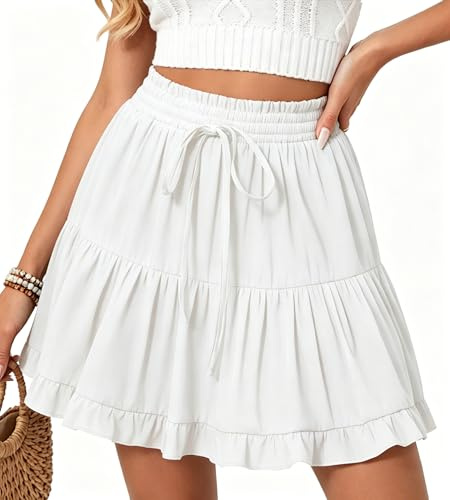 Neteson Minifalda Falda Mujer Sexy Falda Corta Plisada con Volantes Fiesta | Elástica Vestido con Pantalón Faldas Shorts Playa Skater Danza