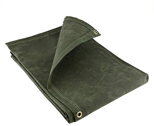GroundMaster 21oz Heavy Weight Canvas Tarpaulin - Super Heavy Duty Water Resistant Versatile Ground Sheet Cover (2.4m x 3m)
