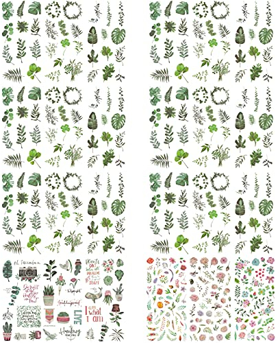 tao pipe 24 Blatt Blumen Scrapbooking Aufkleber, Unterschiedliche Muster Blumen Pflanzen Blätter Aufkleber Vintage Sticker Scrapbook Sticker Pflanzen Aufkleber für Scrapbook Tagebuch