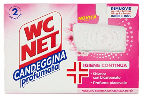 Wc Net - Tavoletta Candeggina Profumata Igiene Continua, Detergente Igienizzante Solido per WC, Rimuove Germi e Batteri, Azione Sbiancante, 2 Pezzi