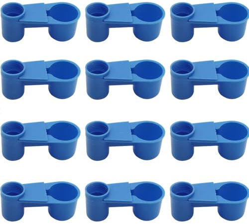 12Pcs Automatic Bird Drinker Feeder Plastic Soda Pop Water Bottle Cup or Pigeons Parrot Chicken Feeder Poultry Cage Cup Supplies (Blue)