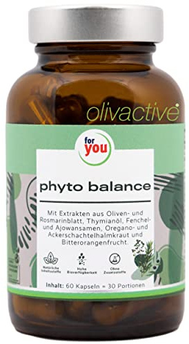 for you phyto balance - Entzündungshemmend Darm-Support - Anti-Candida mit Olivenblatt Rosmarinblatt Thymianöl, Kombination von wertvollen Pflanzenextrakten für den Magen-Darm-Trakt - 60Kapseln