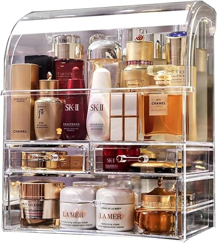 Suyoo Grande boîte de rangement pour cosmétiques en acrylique transparent avec tiroirs, boîte de rangement pour parfum, salle de bain, commode (transparent-XL)