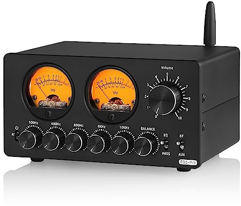 STMKB Preamplificador De Audio, Ecualizador EQ De 5 Bandas con Medidor VU, Perilla De Control Independiente, Decora Dinámicamente El Entorno De Audio, Brindando Más Efectos Visuales Y Auditivos.