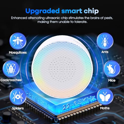 Mückenschutz Ultraschall Schädlingsbekämpfer, Insektenschutzmittel Elektrisch Schädlingsbekämpfungs-Plug-In für Ratte, Kakerlake, Moskiton, Spinne, Fruchtfliegen, Motten, Harmlos Haustiere, 2 Stück
