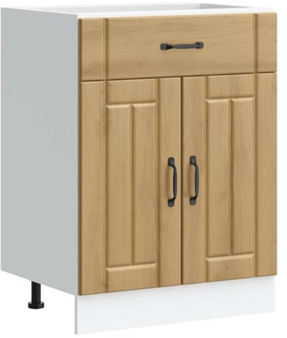 vidaXL Kitchen Base Cabinet Lucca Artisan Oak Engineered Wood, sink base cabinet, base kitchen cabinet with drawer, sink base unit