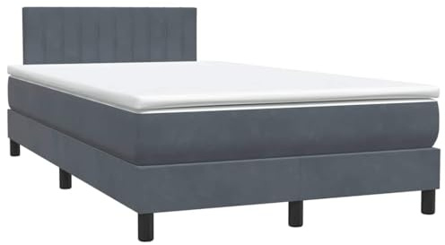 vidaXL Cama Box Spring con colchón Terciopelo Gris Oscuro 120x220 cm, boxspring, Camas con somier, Muebles de Dormitorio, Cama con somier, Cama
