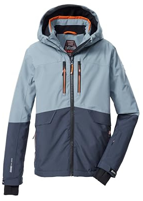 Killtec Niños Chaqueta de esquí/chaqueta funcional con capucha y protección contra la nieve KSW 201 BYS SKI JCKT, rauchblau/nachtblau/rost, 128, 43468-000