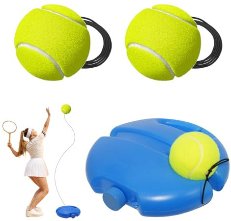 Jomdjmskes Tennis Trainer, Trainer Tennistrainer Set, Baseboard Set mit 2 Rebound Ball Selbststudium Übungs-Trainingswerkzeug Tennistrainingsausrüstung, Tennisball Praxis für Solotraining Erwachsener