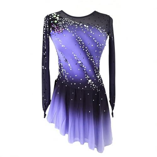 LIUHUO Figure Skating Dress Girls Women Elegant Gradient Quality Crystals Competition Skate Skirt Beige