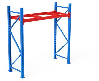 Scaffale per pallet resistente, ripiano in acciaio a 1 livello, 248,9 x 99,1 x 200,7 cm, altezza compatta per soffitto basso, profondità salvaspazio, sistema di scaffalature industriali