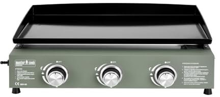 MasterCook - Piastra A Gas Professionale Da Esterno In Acciaio Inox Con 2, 3, 4 Fornelli Regolabili, Piastra A Gas Per Grigliare All’aperto In Campeggio O Giardino (Verde, 3 bruciatori)