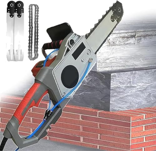 Electric Concrete Saw, Brushless Motor Wall Chaser Cutting Machine, 48cm Handheld Wall Grooving Cutting Machine Chaser, with Water Fed Dust Suppression, 2 Chains/2 Guide Bar, for Slotting Brick