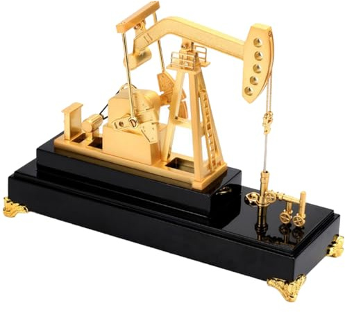Electric Metal Oil Well Pump Jack Model, Simulated Oilfield Machinery and Equipment Model, Finished Display Model for Education, Collection & Decoration