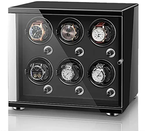MFRELMNZG Caja enrolladora de Relojes automática para 1, 2, 4 o 6 Relojes, con Carcasa de Madera Flexible y Motor silencioso.