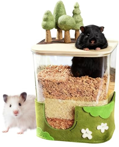 Sandbad för smådjur – hamster och chinchilla grävlåda för buraktiviteter | berikning och stresslindring, interaktiva livsmiljötillbehör för daglig rutin, lekhage, träning, husdjur inomhus