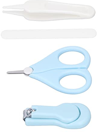 Hztyyier Set di Unghie per Bambini da 4 Pezzi, Set di Forbici per Manicure per Bambini Sicuro con Pinzette Rotonde per, Blu