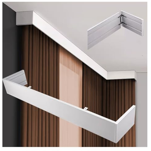 Heavy Duty White Curtain Pelmet Box - Ceiling Mount U-Shape Valance Cover, No Track Design for Home & Office, 10ft Metal Cornice Board Frame