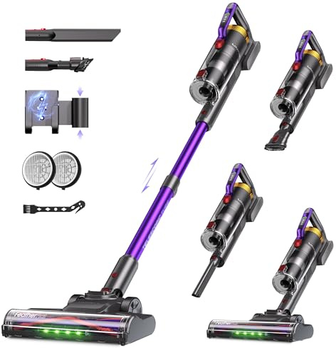 UNINELL HOME Akku Staubsauger 48000Pa/550W/65Min, Staubsauger Kabellos Selbstladender mit LED-Display, Akkustaubsauger Anti-Verhedderung-Bürste Super Leise für Teppich,Hartboden und Tierhaare