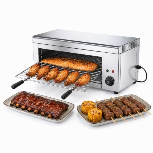 Platsbesparande Elektrisk Salamander för food truck och café, 2000 W, 4 nivåer, 50–300°C och lätt rengöring för panini, toast och gratäng