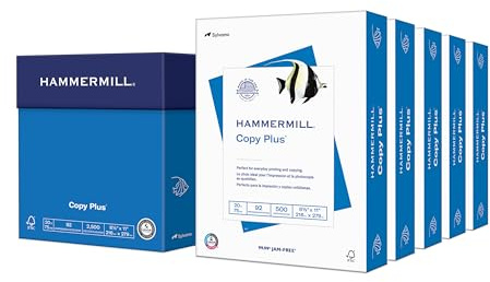 Hammermill Printer Paper, 20 lb Copy Plus, 8.5 x 11-5 Ream (2,500 Sheets) - 92 Bright