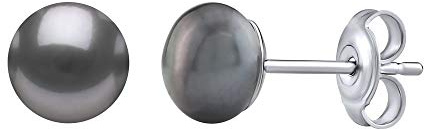 SILVEGO Damen Perlenohrringe - 925 Sterling Silber, hypoallergene Ohrstecker schwarze Süßwasserperlen in Farbe Tahiti, Silber rhodiniert, nickelfrei