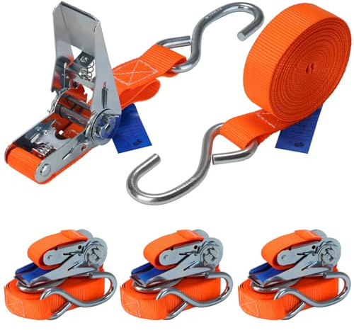 Spänne rem spännrem spännrem i olika längder och kvantiteter kan lastas upp till 250 kg DIN EN 12195-2, Förpackningsenhet:4-pack 2.5 cm x 6 m
