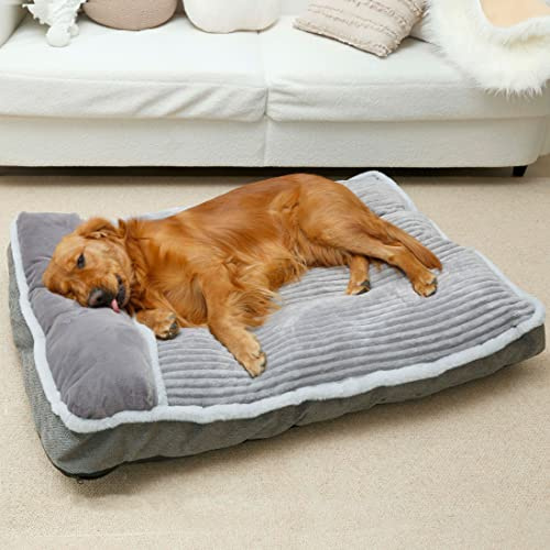 Letto per cani di taglia grande, materasso con cuscino per cuccia per gabbia, divano letto per animali domestici, super morbido per cani di taglia media, jumbo e piccola (grigio, XXL: 116,8 x 76,2 x