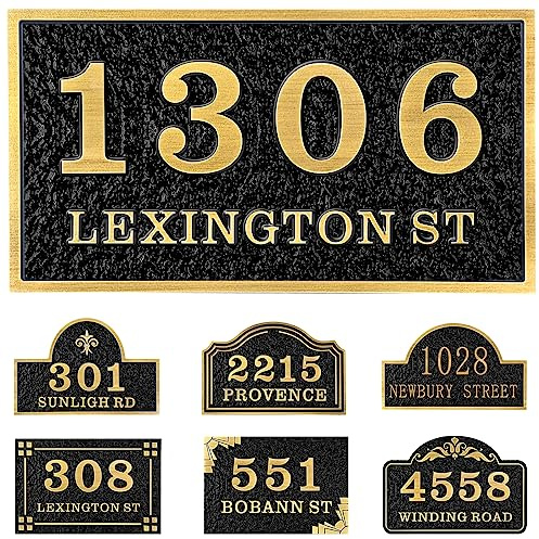 COQOFA Personalized Cast House Address Plaque Custom House Number Sign Address Signs for Houses House Numbers Plaque Mail Box Number Sign Street Name Plate House Signs for Outside