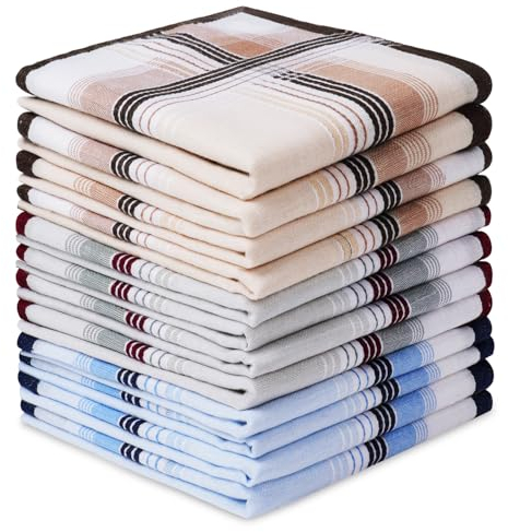 Aomig Taschentücher Herren, 12 Stück Baumwolle Stofftaschentücher Set, Traditionelle Taschentücher Stoff Herren Handkerchief, Wiederverwendbar Herrentaschentücher, 40cm x 40cm (3 Farben/A)