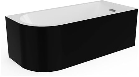 Vente-unique-Vasca angolare 240 litri 170 x 75 x 58 cm Nero brillante Angolo a destra - ANIKA