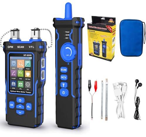 NF-8508 Netzwerk-Kabeltester mit optischem Leistungsmessgerät VFL, PoE und Längenmessung RJ11/RJ45/CAT5/CAT6 Ethernet-Kabeltoner, Telefonleitungstracer, Glasfasertester und Netzwerkwerkzeuge (NF-8508)