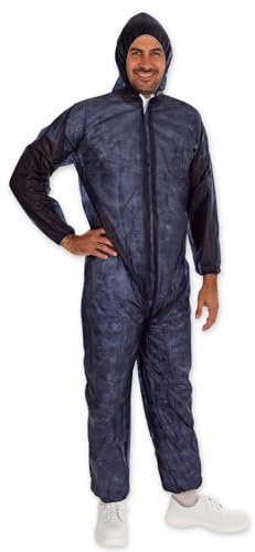 FRANZ MENSCH 50 Stück Hygonorm Overalls Light mit Kapuze | PP, dunkelblau, XL, Karton, Einweg Overall, Hygienebekleidung, Schutzanzug