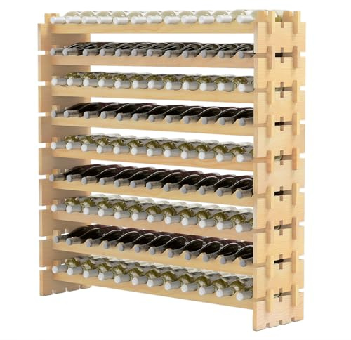 COSTWAY Weinregal Holz stapelbar, Flaschenregal für 108 Flaschen, Weinständer mit 9 Ebenen, Holzregal, Flaschenständer für Küche, Esszimmer, Bar, Keller, 120 x 29 x 106 cm