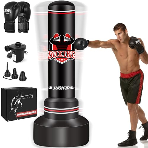 YORWHIN 70 Free Standing Punching Bag for Adults, Inflatable Boxing Bag with Gloves & Electric Air Pump, Heavy Duty PVC Standing Kickboxing Bag for MMA Muay Thai Fitness Training Beginners Men Women