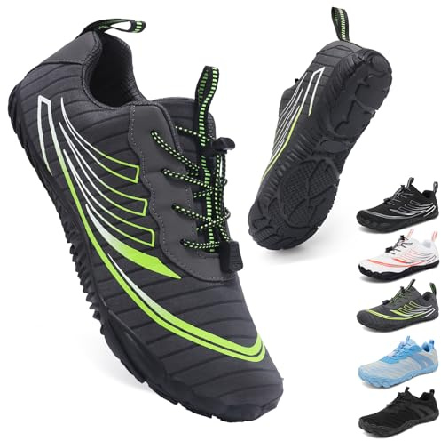ZDQ Barefoot Shoes Minimalistas Sneakers Hombre Mujer Transpirable Ligeras Flexible Puntera Ancha Zapatos Descalzos Trail Running Deportes Casual Fitness Gris 44