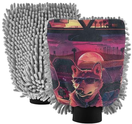 Due cani che guidano un guanto in microfibra per auto guanto da lavaggio antigraffio per auto guanto per pulizia auto