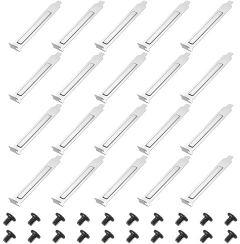 PATIKIL Copertura Slot PCI Filtro Antipolvere 12 X 1.9Cm, 20 Pezzi Piastra Di Acciaio Antipolvere Deflettore Ventilazione Staffa Espansione Con Viti Per Case Computer, Argento