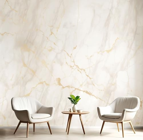 Papel Pintado Textura De Mármol Pared 3D Papel Tapiz - Superficie De Piedra Murales Tapiz Fotomural para Sala Cuarto Oficina Salón Tv Fondo Pared Dormitorio Decoración 300x210cm, Beige
