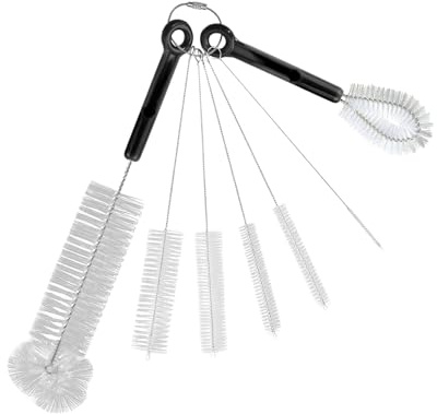 Amesor Set de Brosses pour Biberons | 7 Pièces Ensemble De Nettoyage pour Biberon - Brosse Flexible Multifonctionnelle pour Pailles, Tasse d'eau, Bocal à Col Étroit, Couvercle, Voyage, Cuisine, Café,