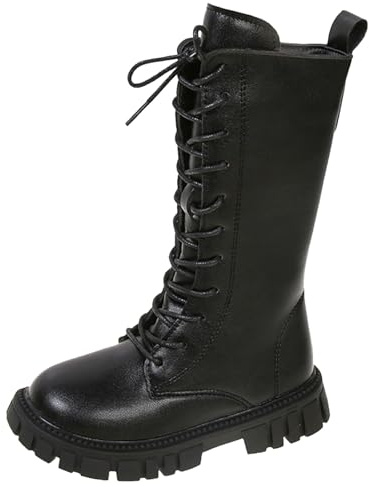 Bottes pour enfants filles - Bottes en caoutchouc douces - Bottes classiques d’hiver - Bottes à lacets avec fermetures éclair latérales - Bottes hautes en peluche chaude - Bottes
