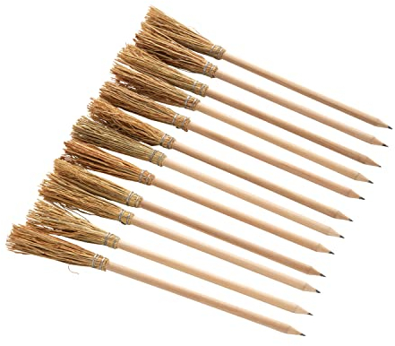 Mendi 12 Hexenbesen Holzbleistifte 24 cm Natur für Fantasy und Events Partys Geschenke Details Dekoration