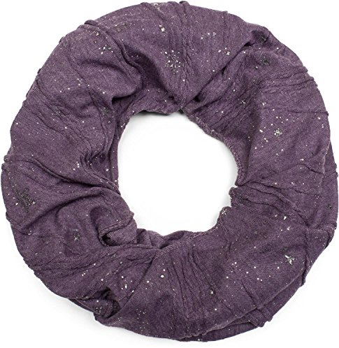styleBREAKER fular de tubo con arrugas y estrellas y lentejuelas metálicas, fular de tubo, pañuelo, unisex 01017073, color:Lila